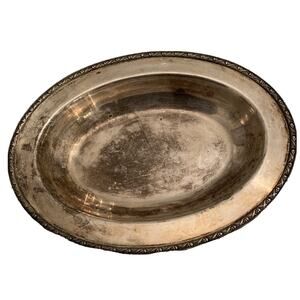Vintage Wm Rogers Silverplate Oval Vegetable Serving Dish Harvest Pattern 5712